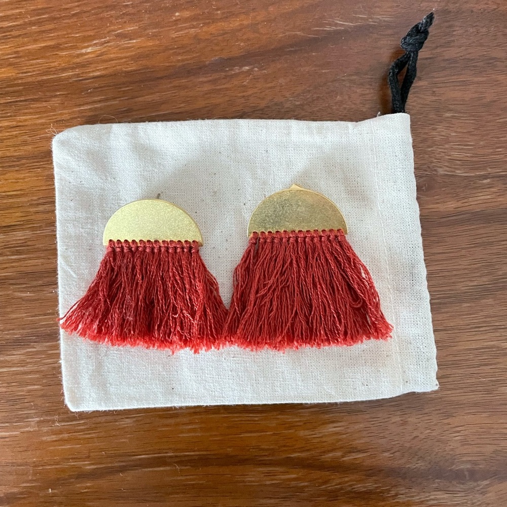Madewell gold and red earrings